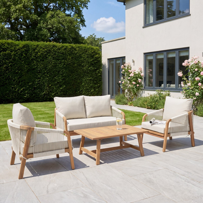 Andria 4-Seat Rope Garden Lounge Set, Beige