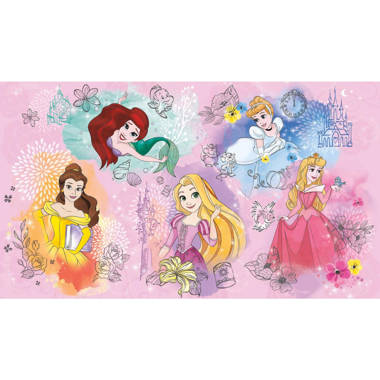 Bordure autocollante Princesses Disney, bordure rose pour chambre