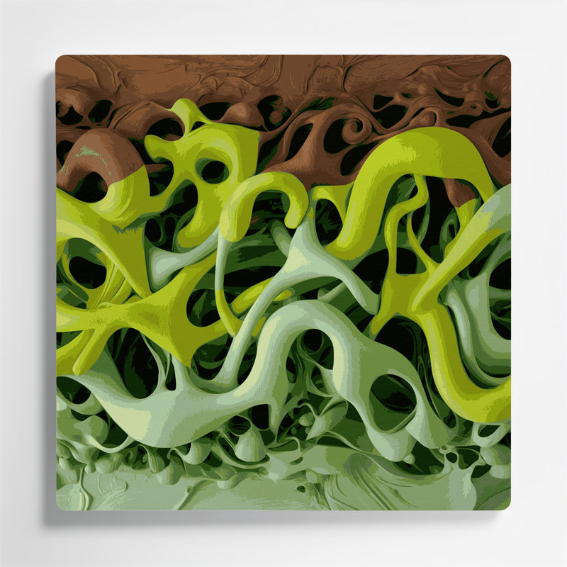 Biomorphic Abstraction 55 Green Metal Wall Art, 32" H x 32" W