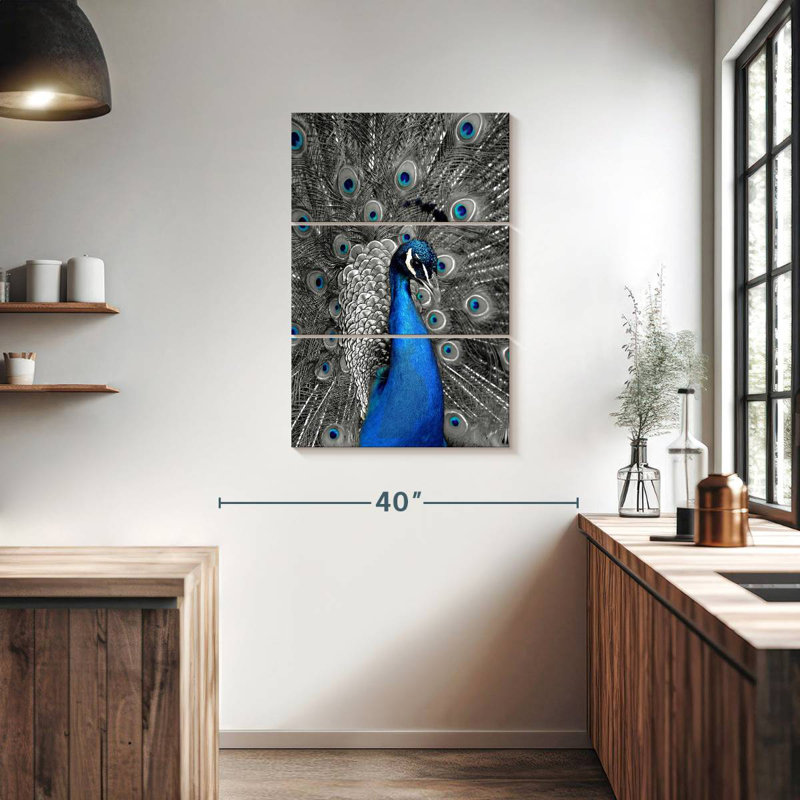 Brampt Close Up Blue Peacock, 38" H x 24" W