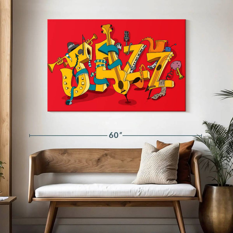 Caricature de Abarca, typographie jazz, H 32 po x l 48 po