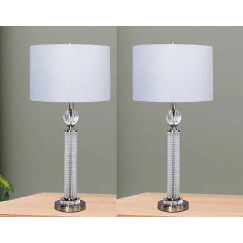 Ensemble de lampe de table 28 "Rockmart, Acier brossé, Blanc