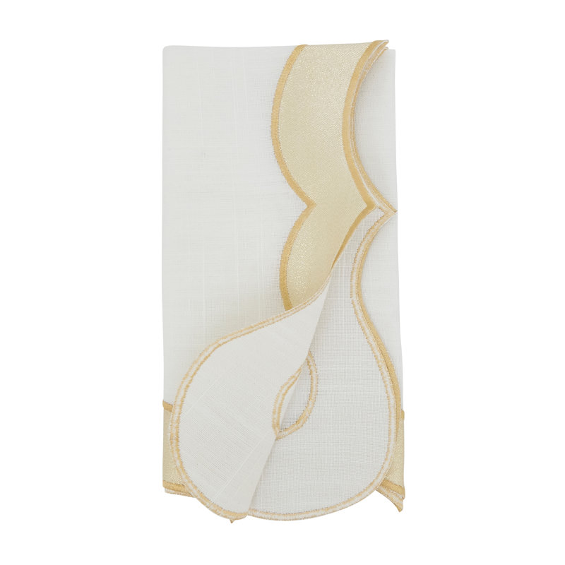 Coretta Collection Polyester No Pattern Square Napkin, Gold