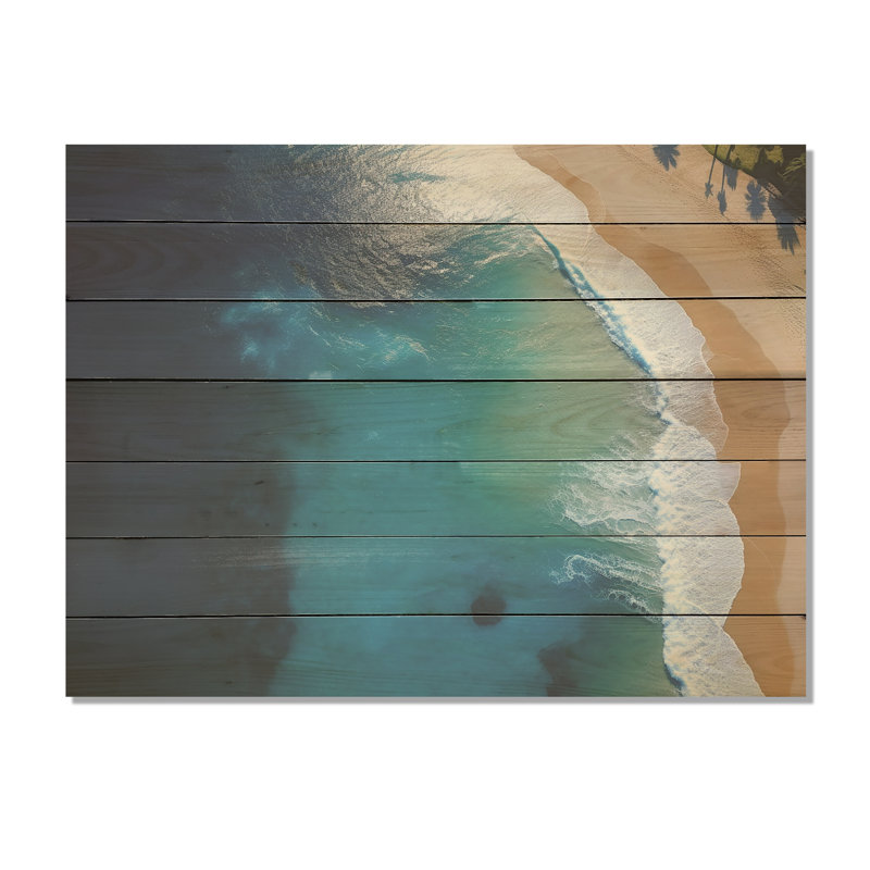 Vue aérienne de la plage côtière I - plage sur bois, H 10 po x l 20 po