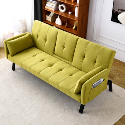 Foldable Multi - Functional 70 Inch Cotton And Linen Bed, Turns Balcony Into Relaxing Corner, With Central Cup Holder Inch, Side Storage, Suitable For Small Spaces