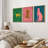 Bright Preppy Animals "Pop Vibrant Bold Green Pink Blue Artwork, Chic Tiger Leopard Colorful Wall Pictures, 3 Pieces Framed Canvas Giclee Digital Print Wall Art"-91874677-91874667