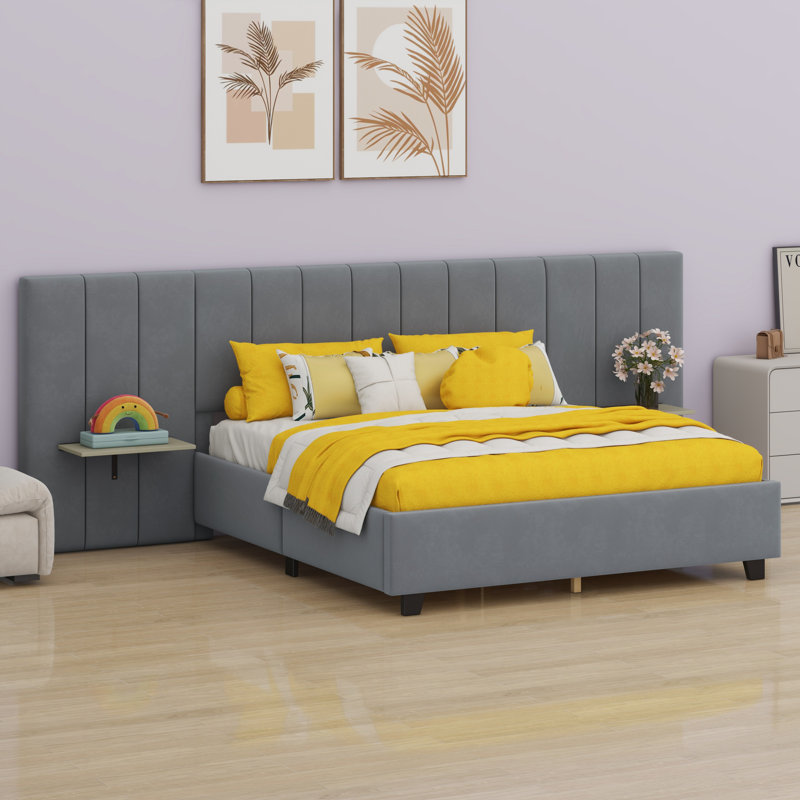Upholstered Platform Bed With Big Headboard