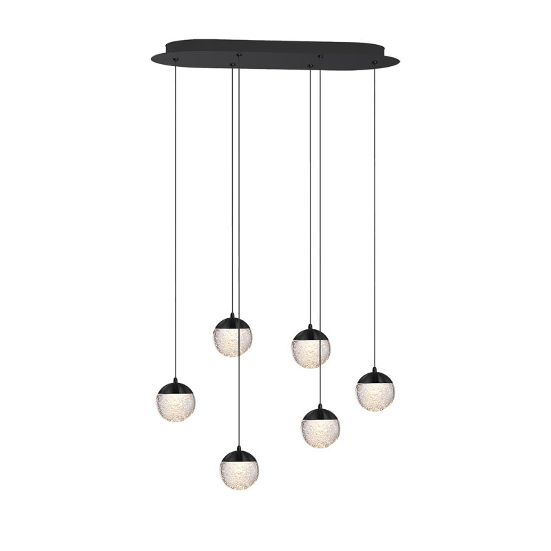 Luminaire suspendu sphère 6 lumières Heatherly, Noir, noir, noir, noir