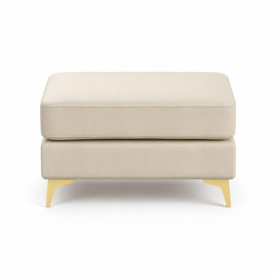Modular Chesterfield Ottoman with Handmade Button Tufting, Faux Leather Upholstered Foot Stool with Thin Metal Legs, Multi-Functional Footrest for Living Room, Apartment, Studio, Home Office, Accent Seating