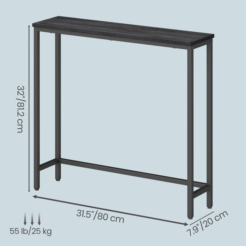 31.5" Console Table, Charcoal Gray/Black