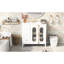 Armoire de rangement de salle de bain moderne de 36 pouces avec 3 tiroirs, portes en verre double, structure en bois massif, lavabo en céramique, apparence élégante, structure de rangement pour les articles de toilette, soins de la peau