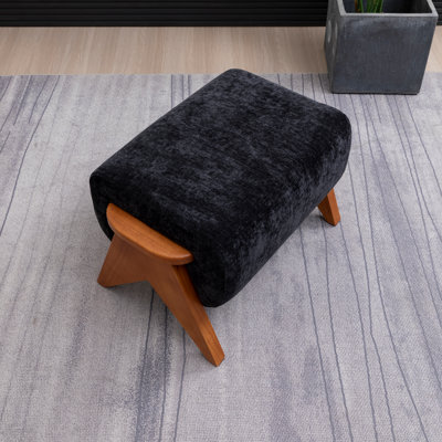 Betty Solid Wood Chenille Upholstered Ottoman