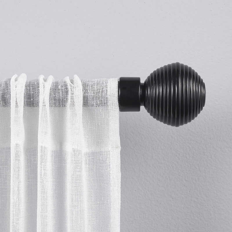 Grijalva Adjustable 1" Single Curtain Rod, 36" - 72", Black