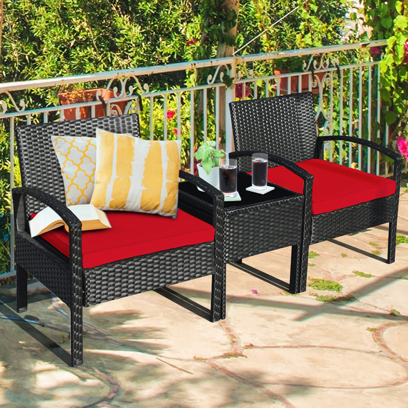 Pendrick 2 - Person Patio Conversation Set with Cushions, Red