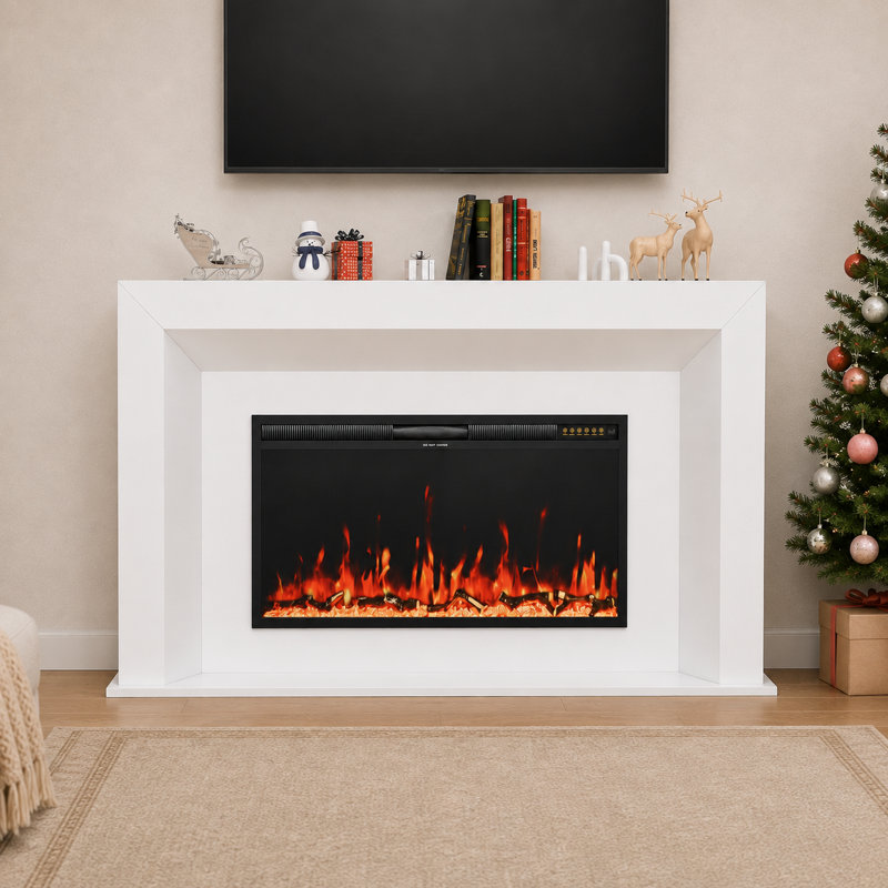65.75" Electric Fireplace Heater Mantel Tv Stand With Remote Control, Overheat Protection