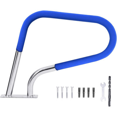 Pool Handrails - Durable 304 Stainless Steel, Non-Slip Blue Handle Cover, Wide Stable Base, Easy to Install, Wide Range of Uses