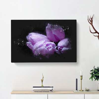 Four Purple Tulips - Wrapped Canvas Print