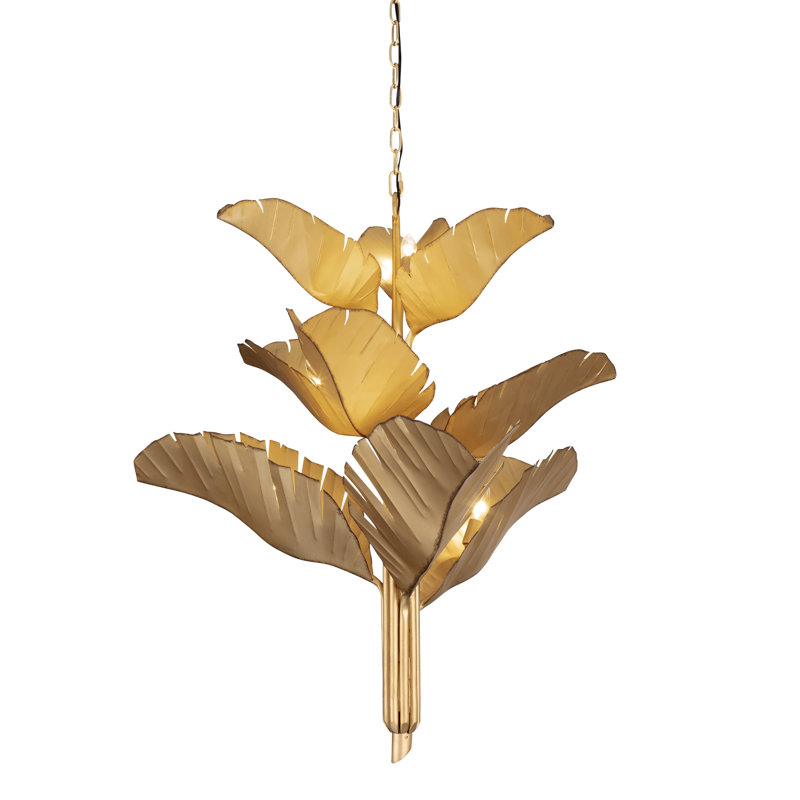 Banana Leaf 9-Light Chandelier - Gold/Dark Edging, Gold