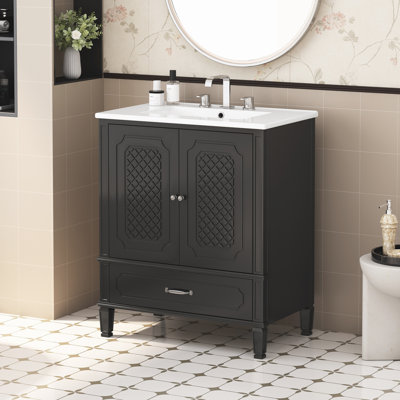 Meuble-lavabo multifonctionnel avec porte et tablette