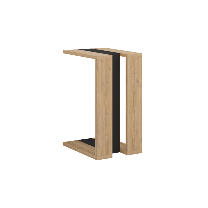 Madelyn Modern Compact C Shape Side Table, Sapphire Oak/Silky Black/Sapphire Oak