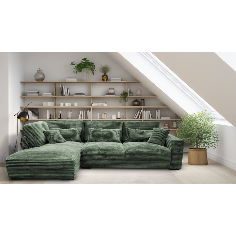 Nahkita 4 Seater Corner Sofa , Left Hand Facing, Green