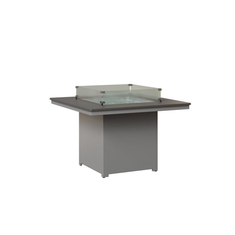 Berlin Gardens Numa Fire Pit Dining Table, Hammered Top Stainless with Fog Base