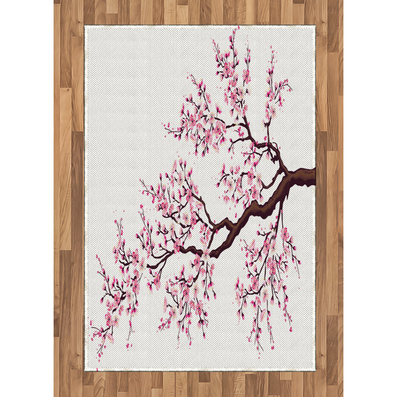 Tapis décoratif à fibres longues haute densité en polyester et coton de style japonais, Rectangle— 4 pi x 5 pi 8 po