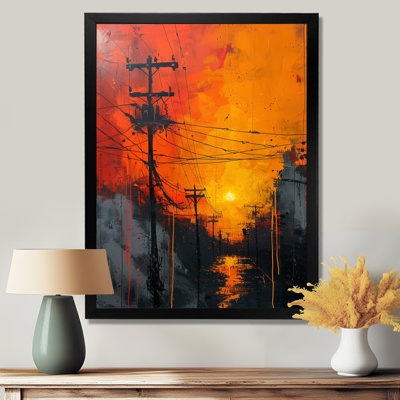 Jaune, orange, flux d'énergie, lignes électriques - Power Lines Wall Art Living Room