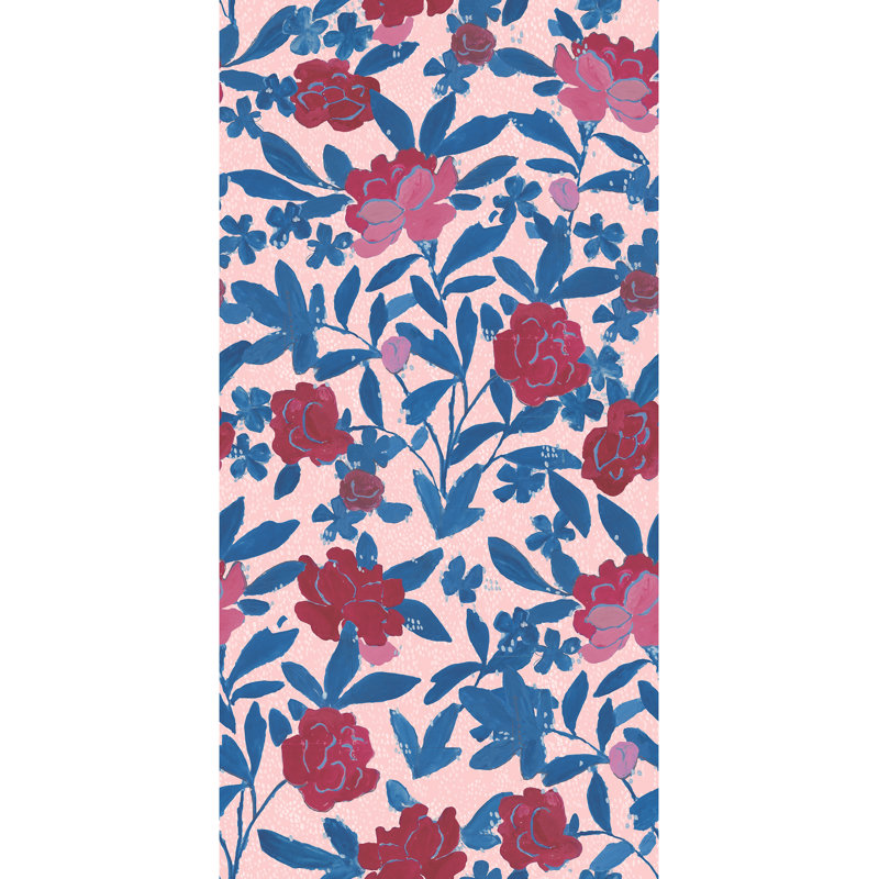 Rouleau de papier peint floral 33 pi x 20,5 po Paule Marrot, Rose clair