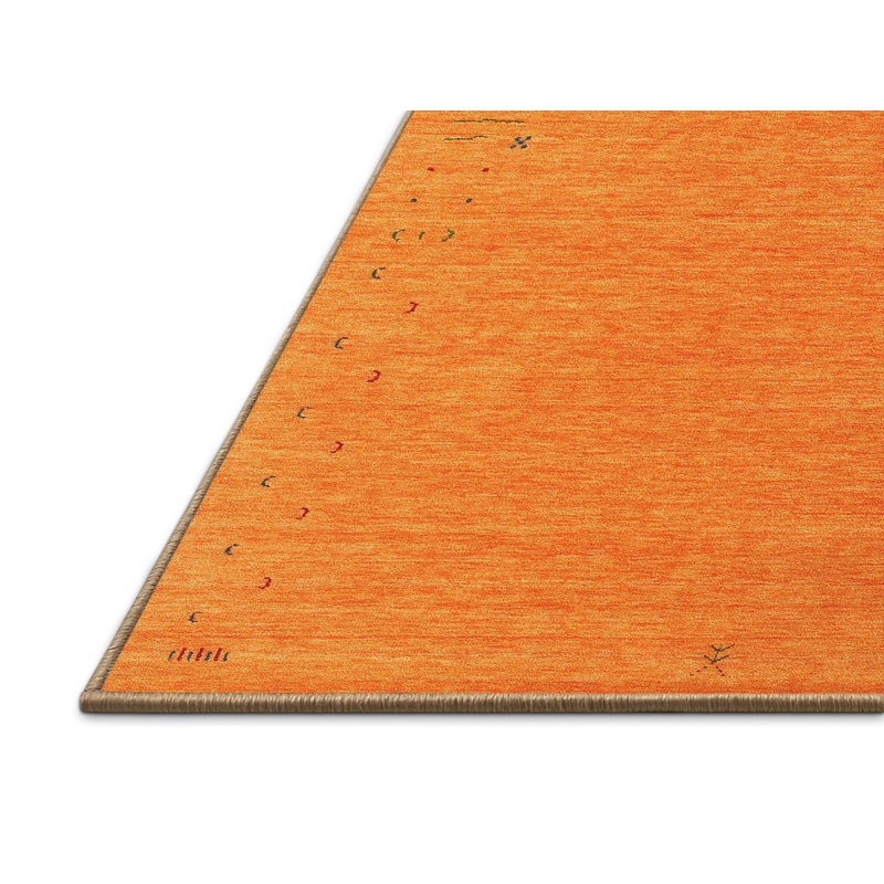 Tapis de zone orange/noir contemporaine, Rectangle 7 pi x 10 pi
