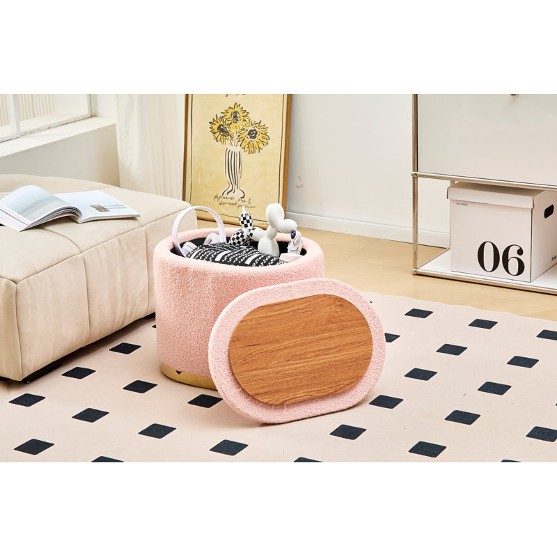 Upholstered Pouf, Pink