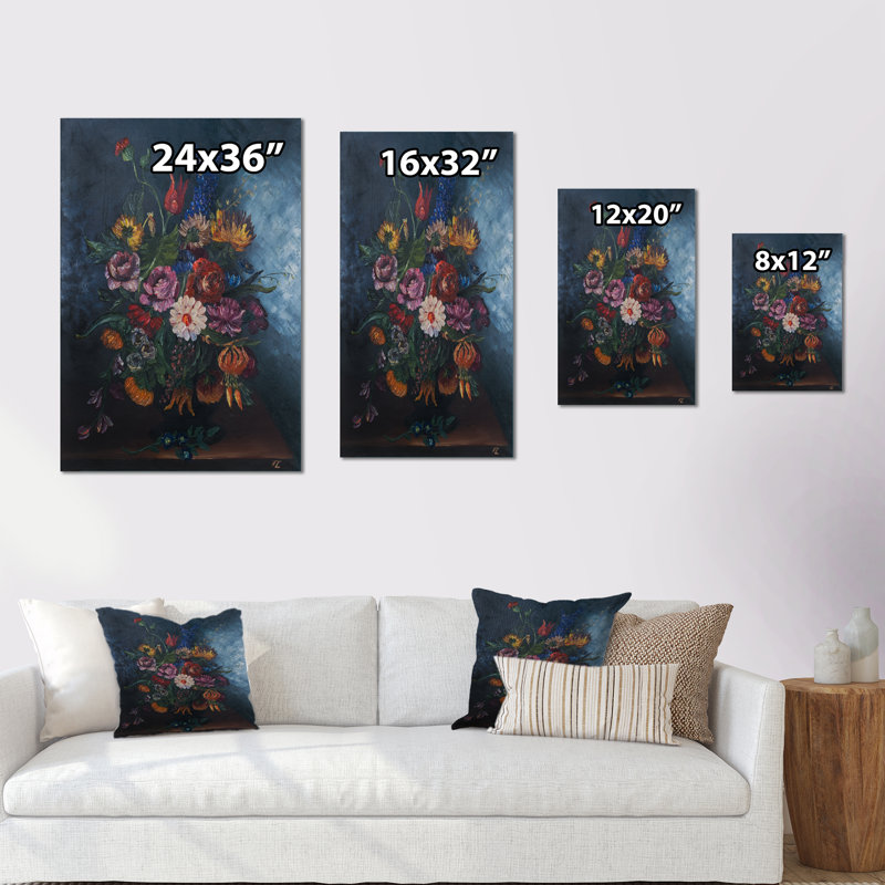 Bouquet de fleurs printanières en fleurs, H 20 po x l 12 po x P 1 po, Toile tendue
