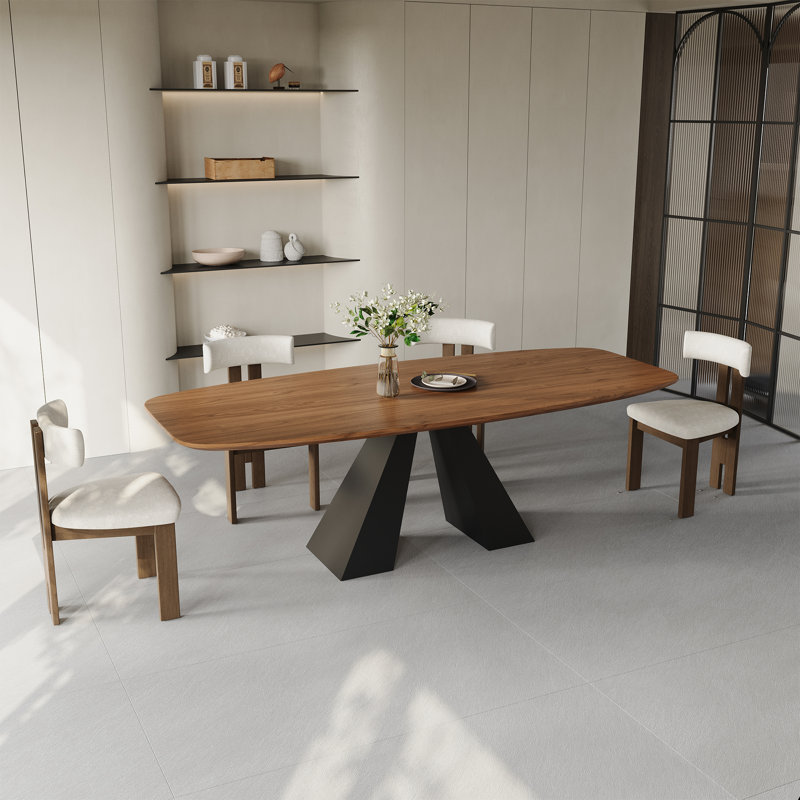 86'' Rectangular Dining Table With 8 Fabric Upholstered Dining Chairs