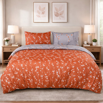 Microfiber Floral Duvet Cover Set