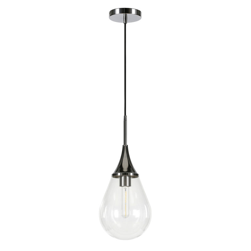 Hoye 1 - Light Single Pendant, Polished Nickel, Clear, 243.8 cm H x 12.7 cm W x 2 cm D