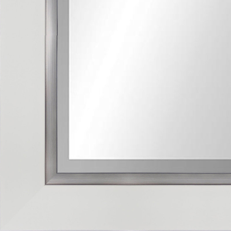 Metropolis Flat Beveled Mirror, 34" x 28", White/Silver