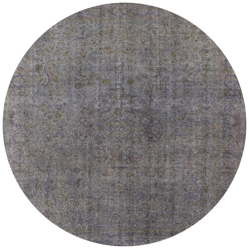 Tapis géométrique gris foncé, Rond 5 pi