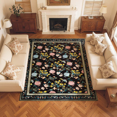 Botanical Floral Washable Non-Slip Area Rug