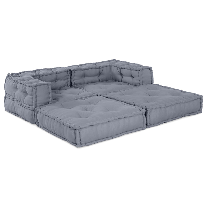 Modular Patchwork Sofa Fabric Living Room Modern Indoor Adaptable Couch, Grey