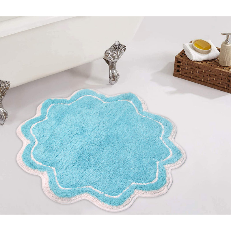Tapis pour salle de bain Dobrinka, Turquoise, 30 po (rond)