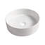 Meuble-lavabo flottant de conception moderne avec lavabo d'art en céramique, dalle de pierre plate blanche et petites tablettes de rangement, porte à fermeture douce, ensemble KD