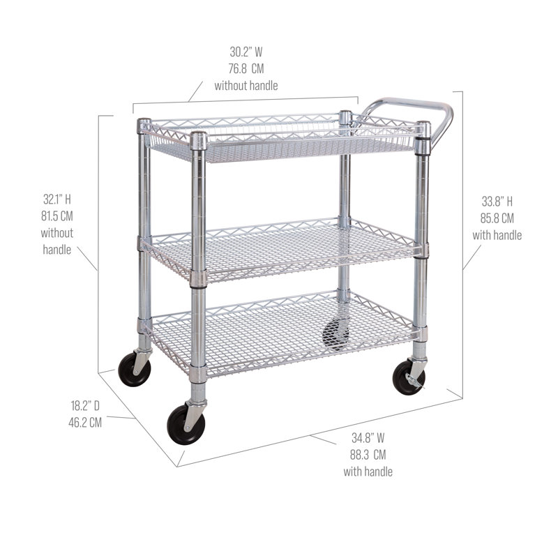 Heavy-Duty UltraZinc Steel Utility Cart with Adjustable Shelves