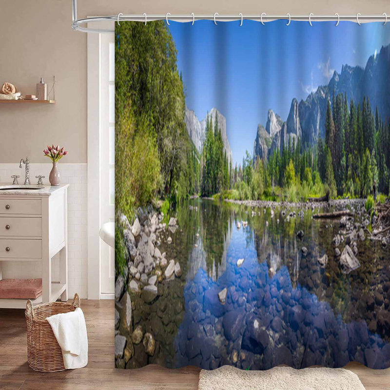 Rideau de douche bleu imperméable, rideaux de douche pour la salle de bain avec 12 crochets, 72" L x 84" W