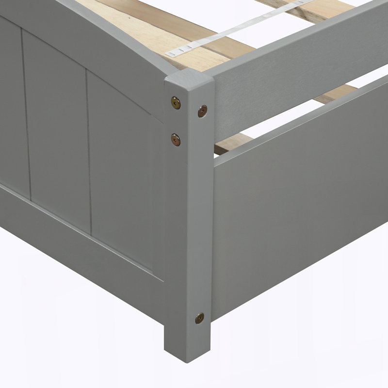 Lit plateforme simple avec lit gigogne, Gris