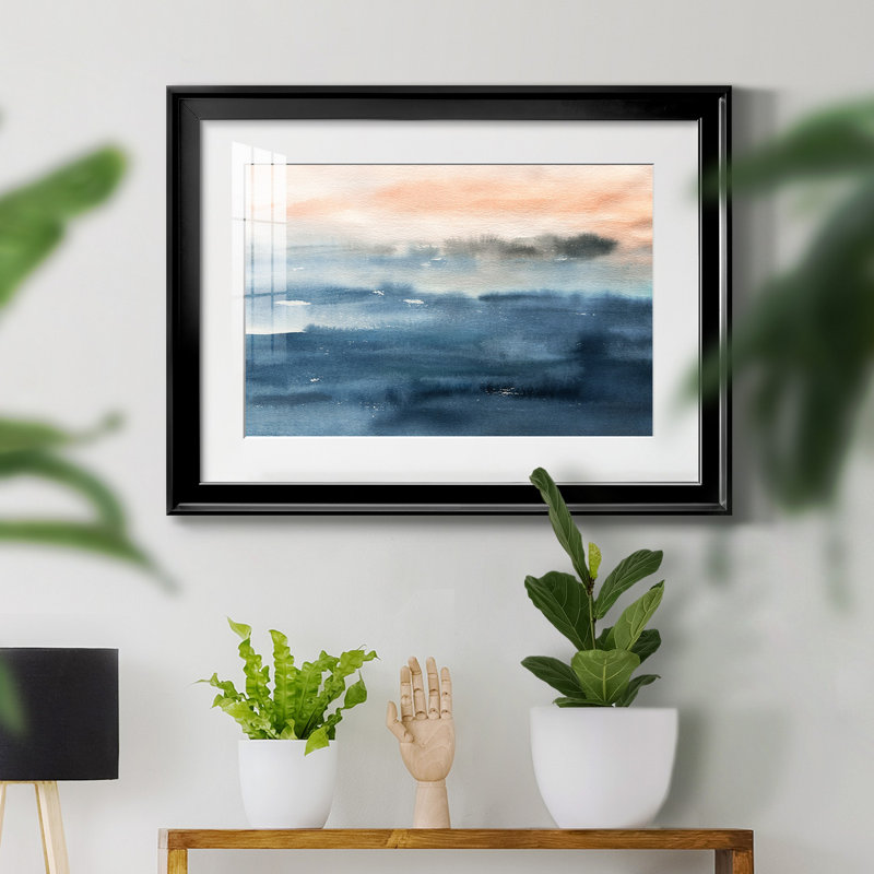 Lake Sunrise - peinture encadrée, H 18,5 po x l 24,5 po x P 1,5 po, Noir