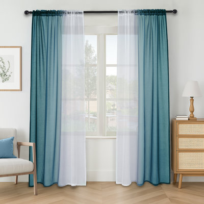 Ensemble de 2 rideaux transparents dégradés pour décor de chambre Diyon