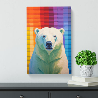Polar Bear Colour Field - Wrapped Canvas Print