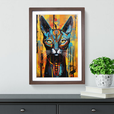 Egyptian Cat Action - Single Picture Frame Print on Wood