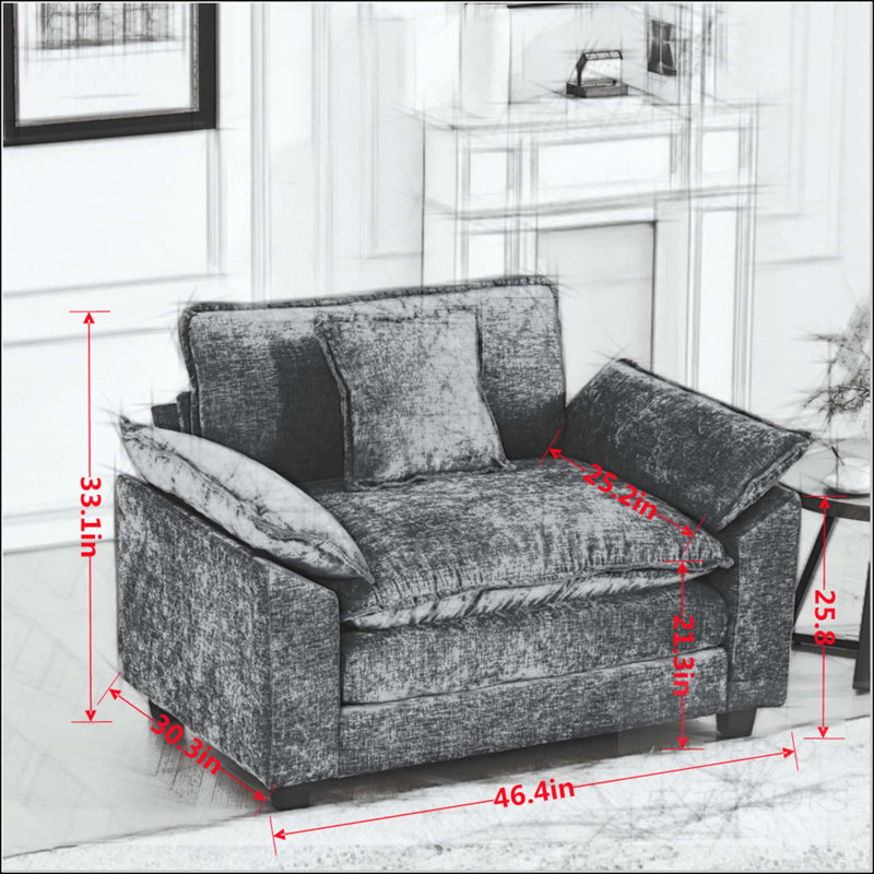 Canapé modulaire Cloud avec coussin double couche, Chenille bleue, 1 siège