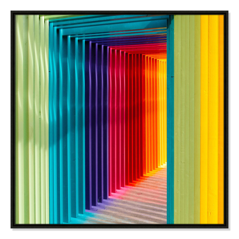 «Colorful Passage I» par Robert Katzki, Cadre flottant espresso, H 31,5 po x l 31,5 po x P 2 po